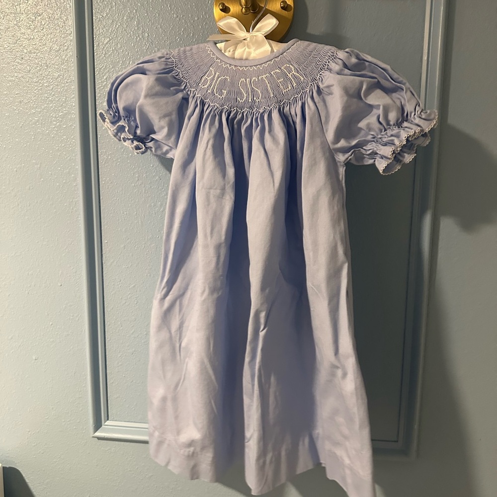 Blue smocked Big Sister Dress